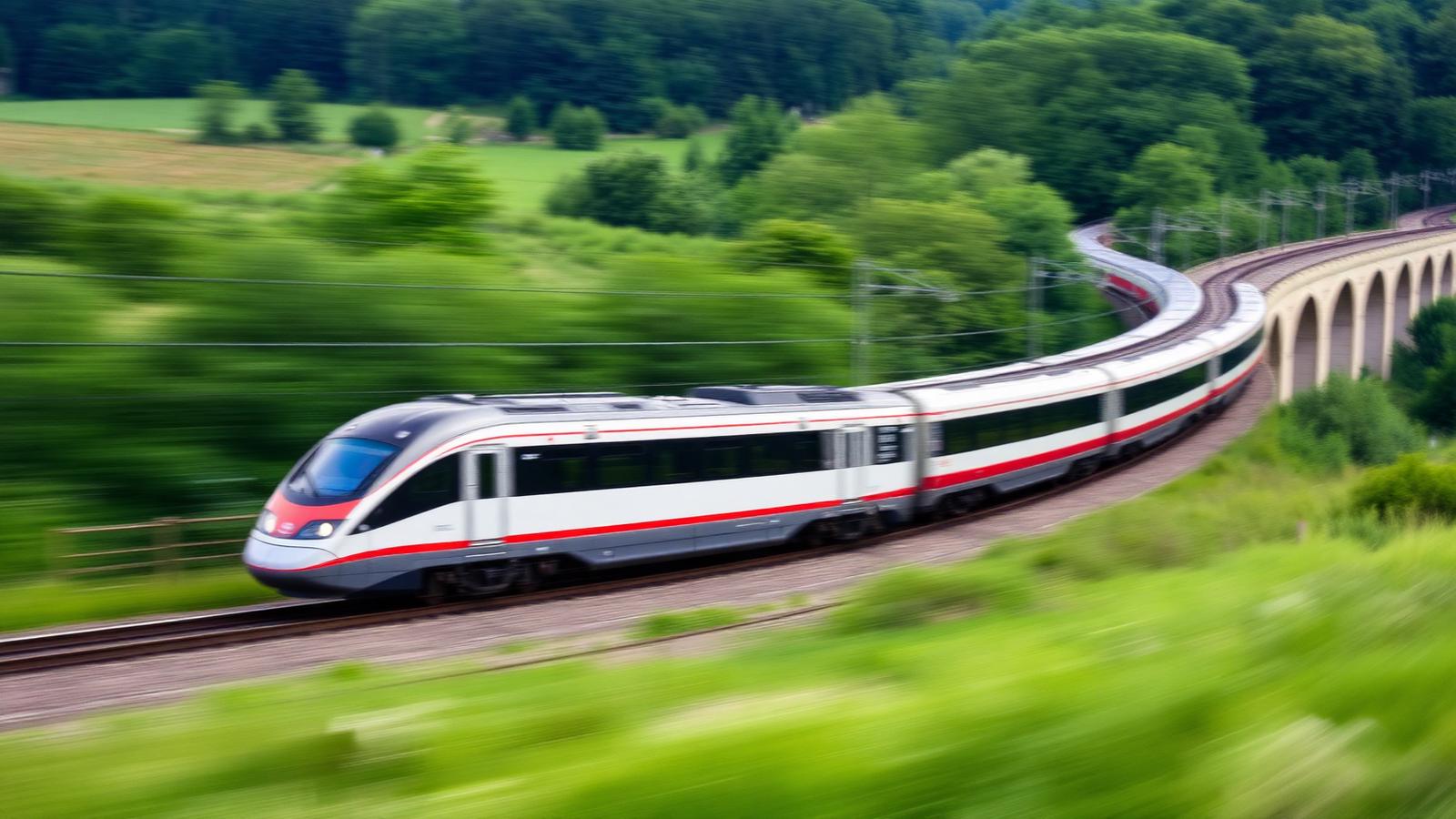 TGV from Calais or Lille train scene in France